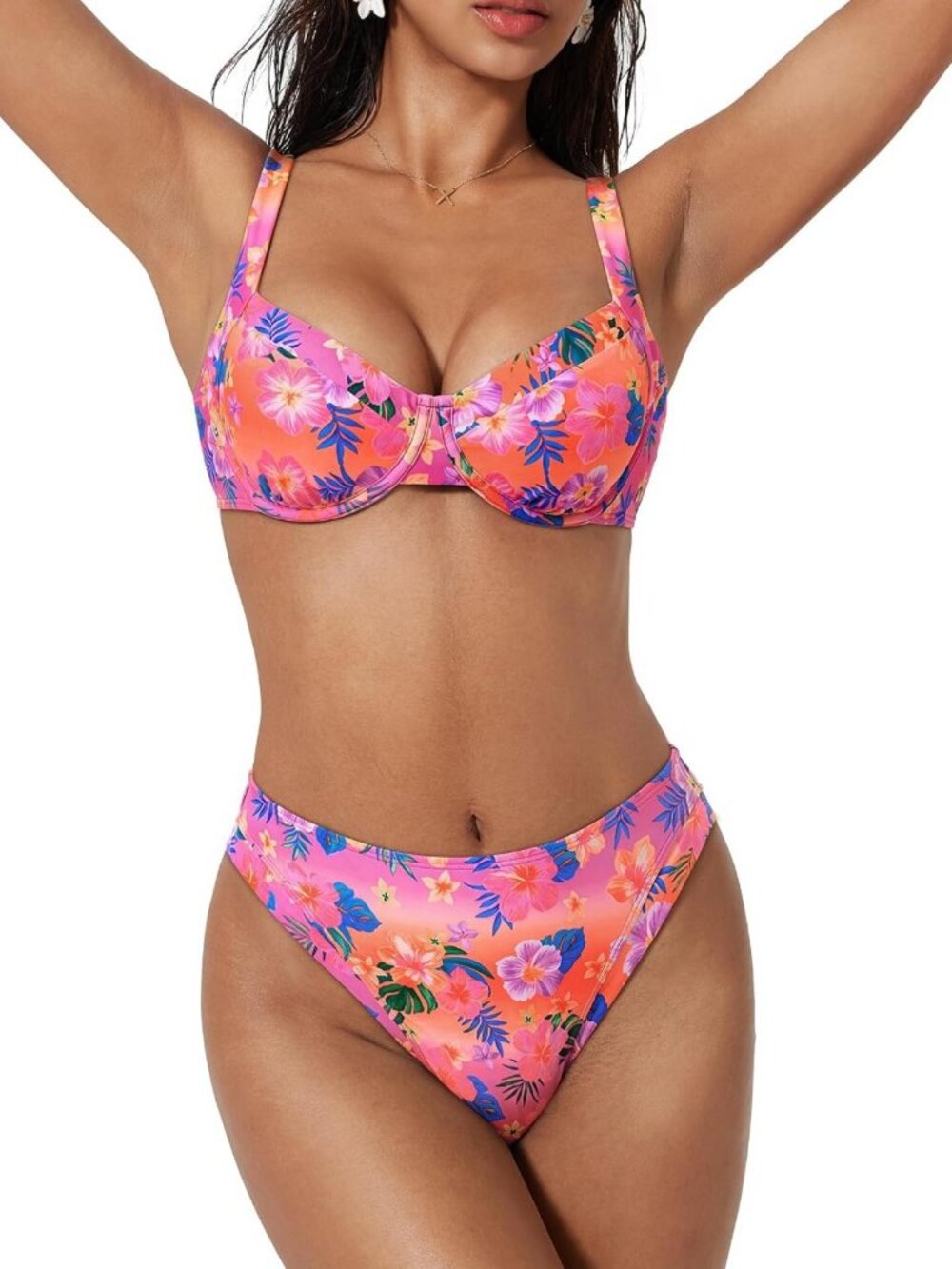 Color Block High Waisted Underwire Bikini Set for Women - Stylish Swimwear